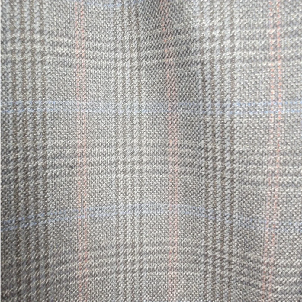 Men's Oscar De La Renta Gray Lambs wool Plaid Three Button Vintage Blazer Jacket